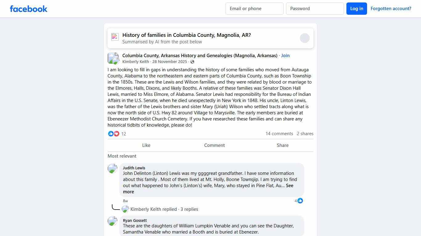Columbia County, Arkansas History and Genealogies (Magnolia, Arkansas) I am looking to fill in gaps in understanding the history of some families who moved from Autauga County, Alabama to the northeastern and eastern part... Facebook